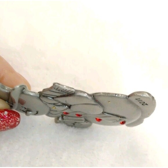 Avon Pewter Christmas Ornament 2011 Snowman Red Crystals no Box - Picture 9 of 11